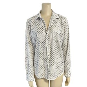 Frank &‎ Eileen White Navy Stars Button Long Sleeve Shirt Womens Large